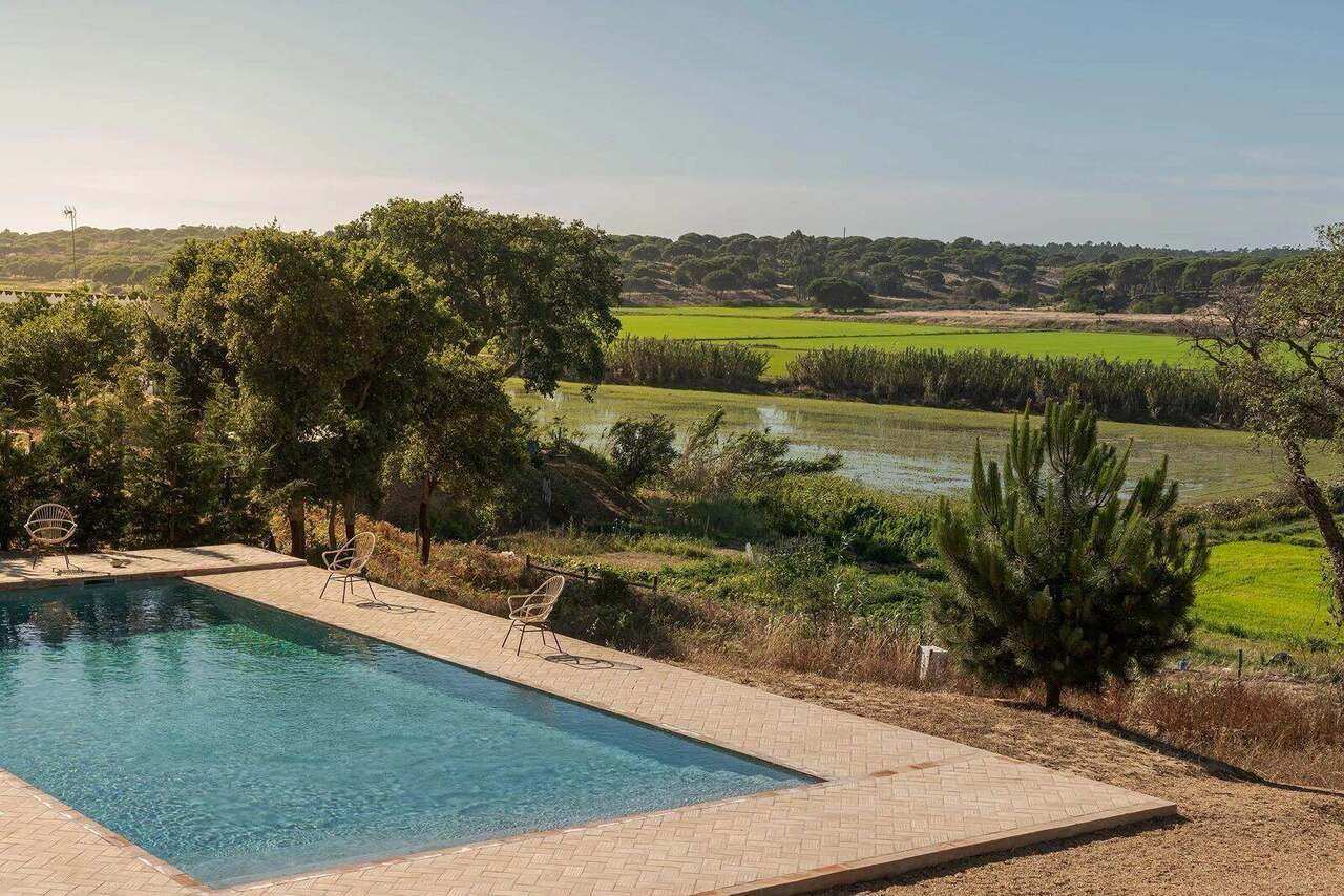 The pool looking over the rice fields