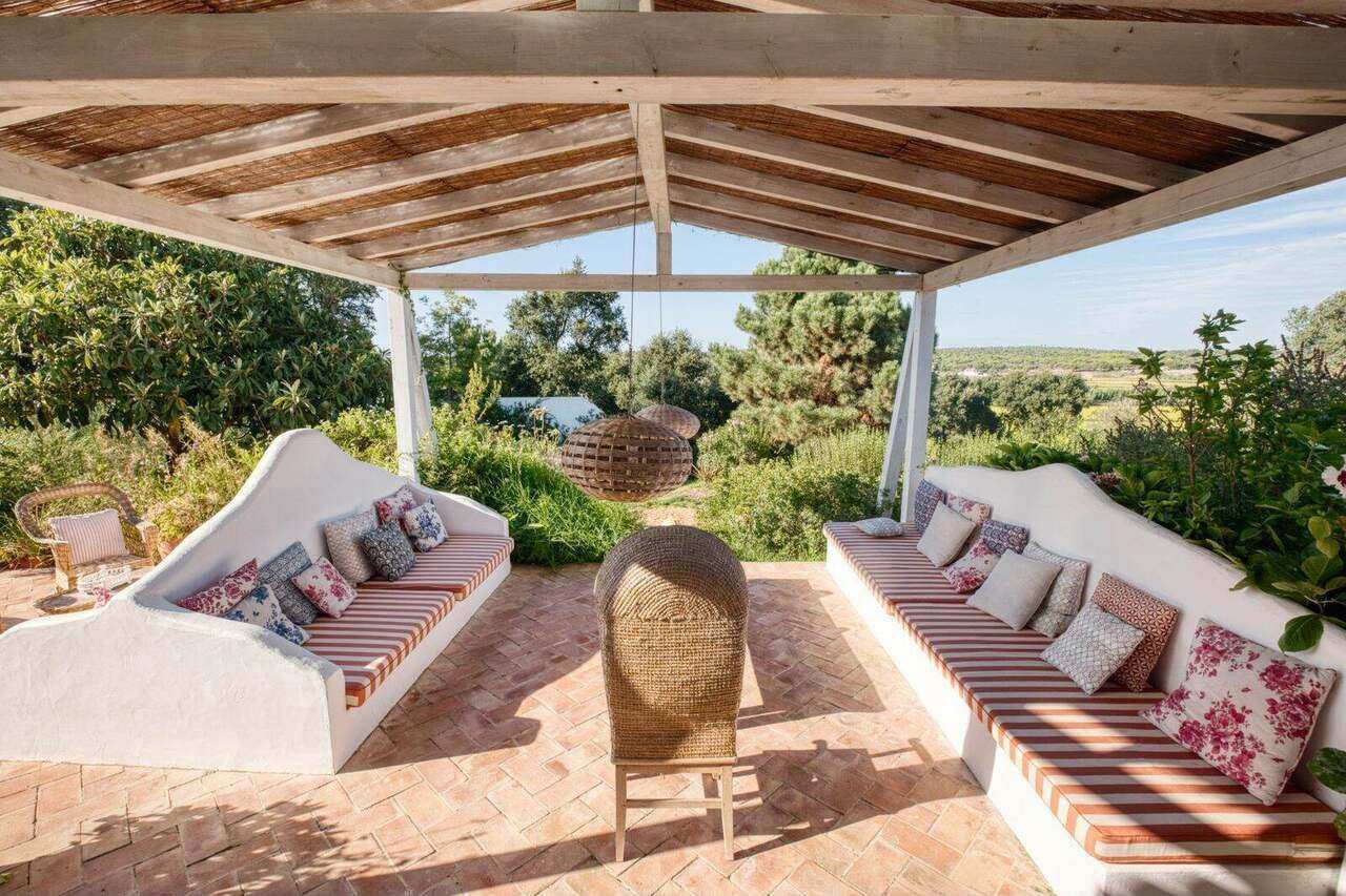 Shaded seating under the pergola